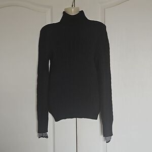 Nautica Women's Turtle Neck Cotton Sweater XS Navy Blue